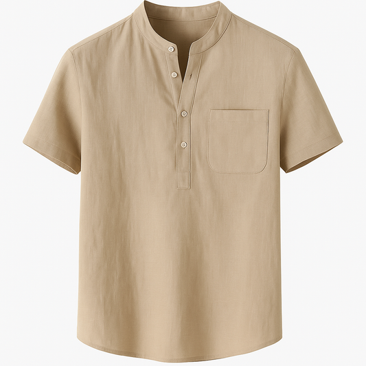 Linen Henley T-Shirt – Casual Elegance