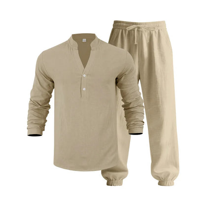 Men’s Linen Commuter Set – Relaxed Long Sleeve & Pants