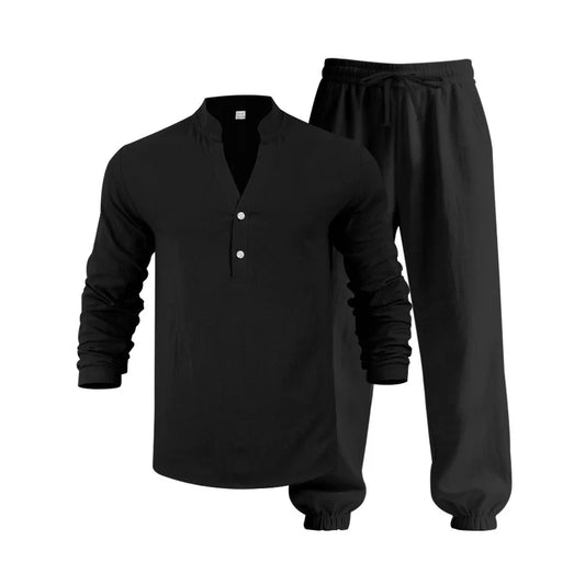 Men’s Linen Commuter Set – Relaxed Long Sleeve & Pants