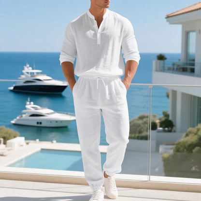 Men’s Linen Commuter Set – Relaxed Long Sleeve & Pants