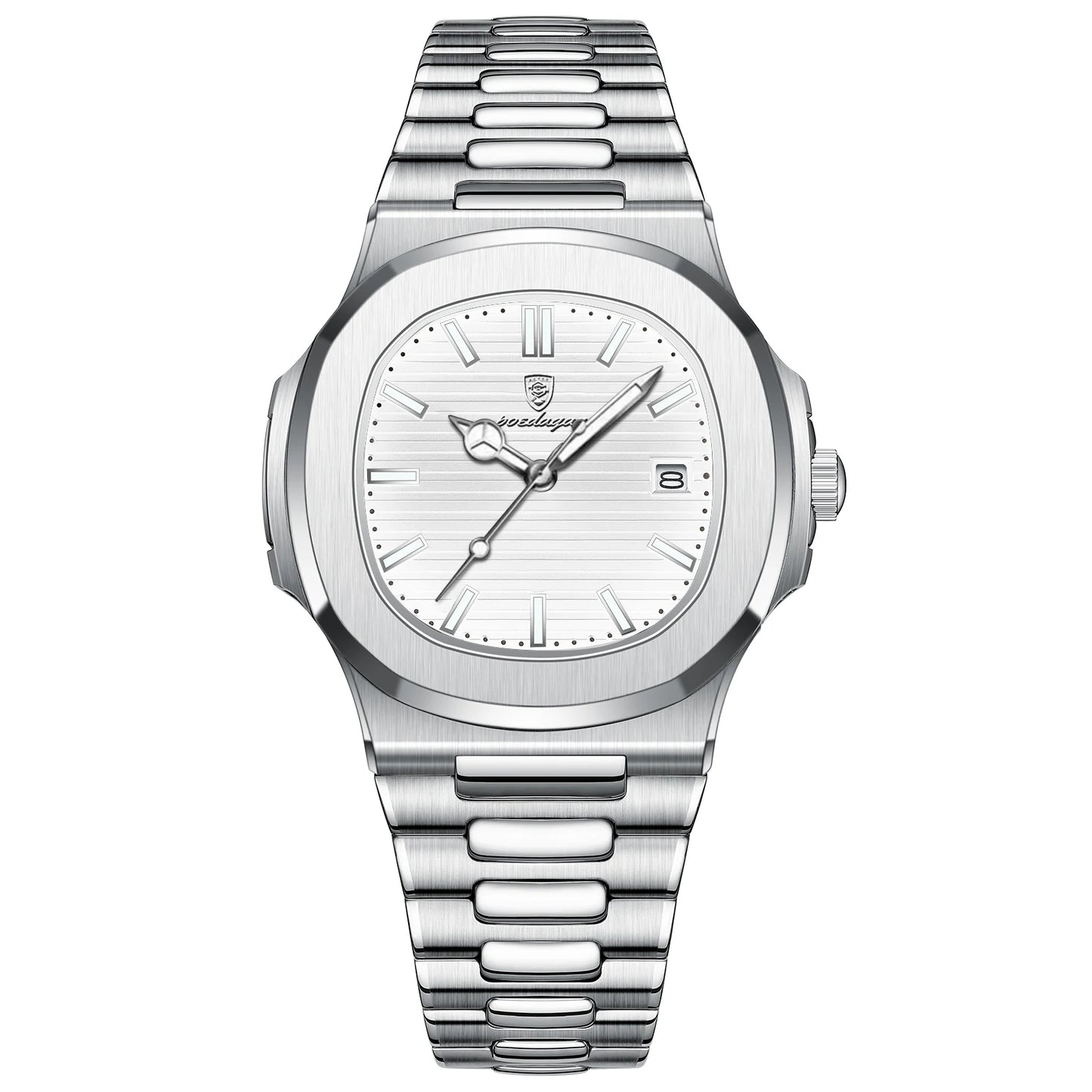 Men’s Luxury Square Watch – Waterproof Stainless Steel Quartz