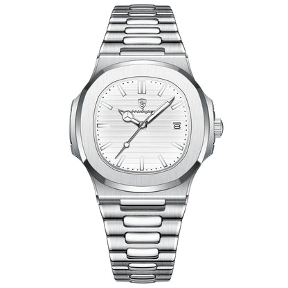 Men’s Luxury Square Watch – Waterproof Stainless Steel Quartz