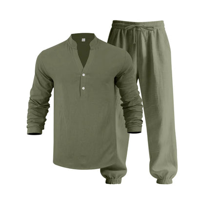 Men’s Linen Commuter Set – Relaxed Long Sleeve & Pants