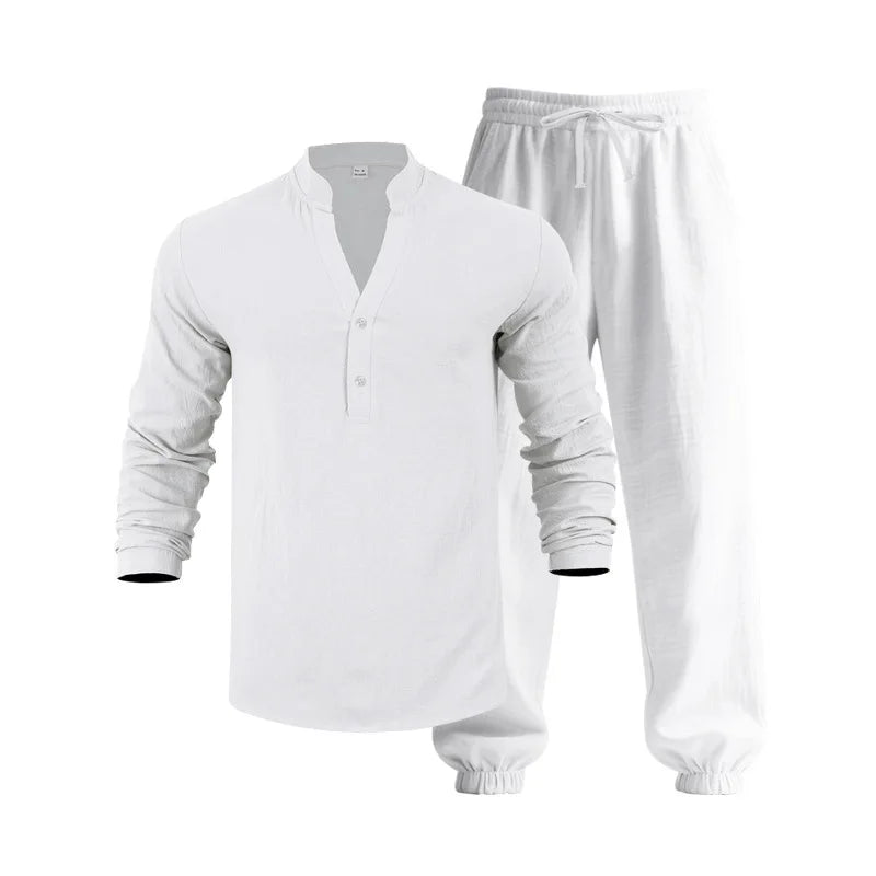 Men’s Linen Commuter Set – Relaxed Long Sleeve & Pants