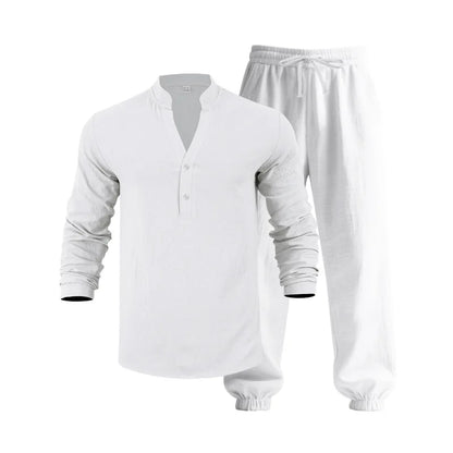Men’s Linen Commuter Set – Relaxed Long Sleeve & Pants