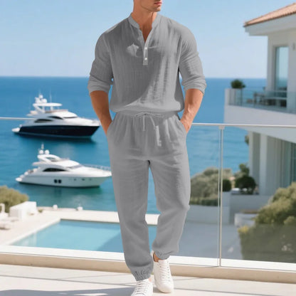 Men’s Linen Commuter Set – Relaxed Long Sleeve & Pants