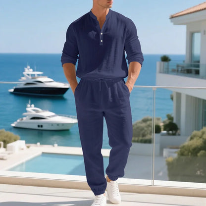 Men’s Linen Commuter Set – Relaxed Long Sleeve & Pants