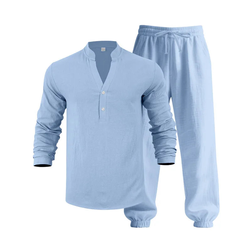 Men’s Linen Commuter Set – Relaxed Long Sleeve & Pants