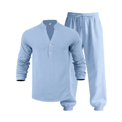 Men’s Linen Commuter Set – Relaxed Long Sleeve & Pants