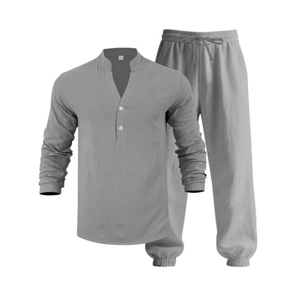 Men’s Linen Commuter Set – Relaxed Long Sleeve & Pants
