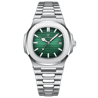 Men’s Luxury Square Watch – Waterproof Stainless Steel Quartz