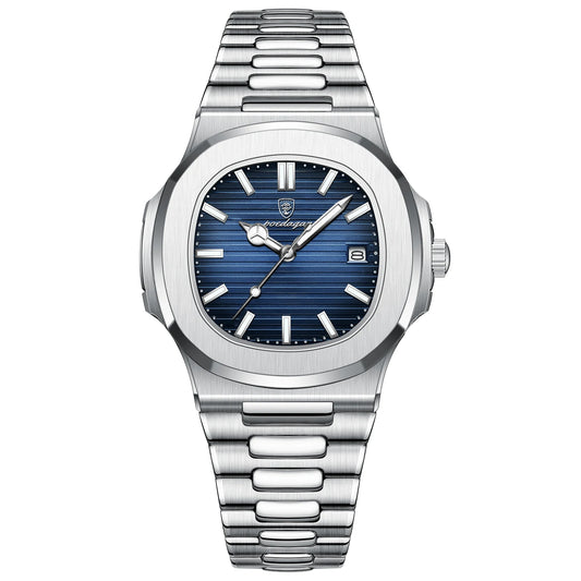 Men’s Luxury Square Watch – Waterproof Stainless Steel Quartz