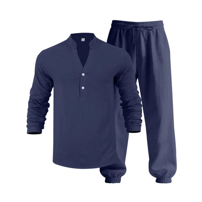 Men’s Linen Commuter Set – Relaxed Long Sleeve & Pants