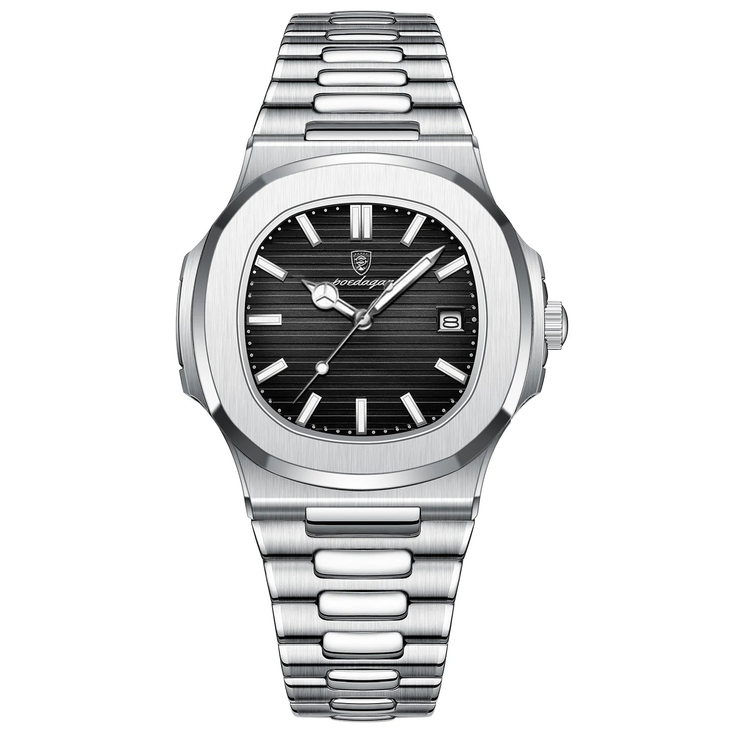Men’s Luxury Square Watch – Waterproof Stainless Steel Quartz