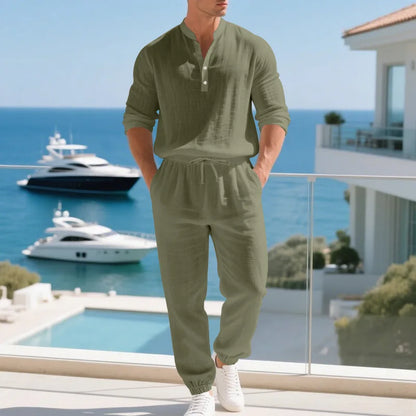 Men’s Linen Commuter Set – Relaxed Long Sleeve & Pants